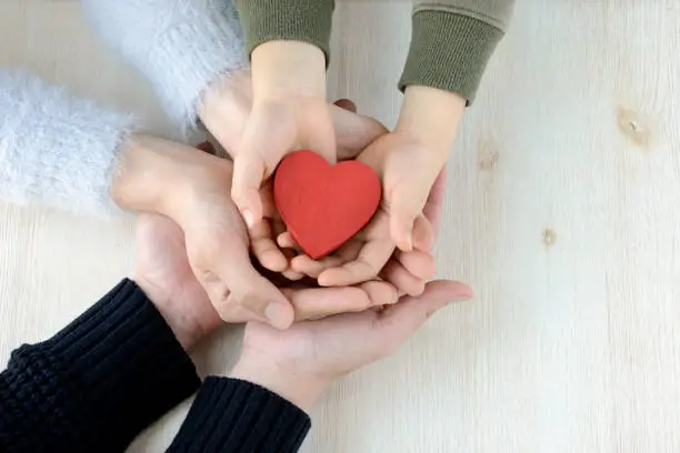 Photo of Heart in famiy hands