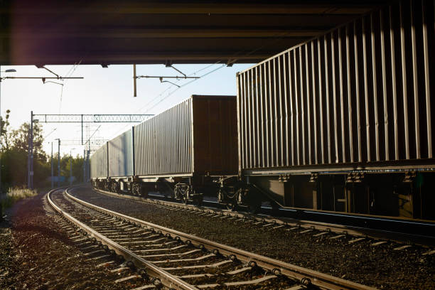istock Freight train close up. Railroad in the suburbs 909606066