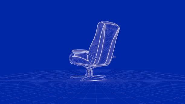 istock 3d rendering of an outline chair object 909609480