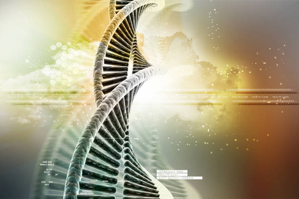 istock model of twisted chrome DNA chain 909609582