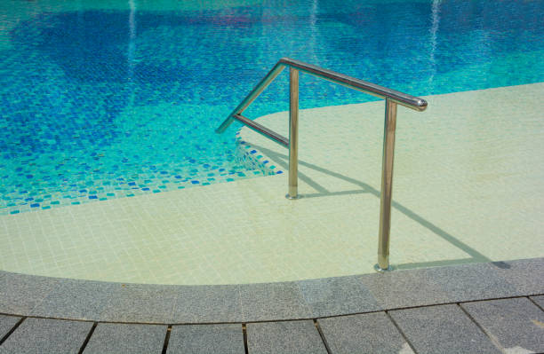 istock SWIMMING POOL WITH STAINLESS-HANDRAIL 909613700