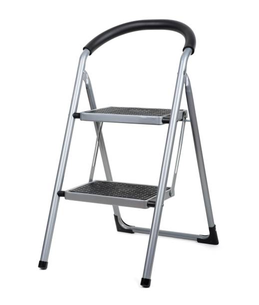 istock Two steps metal ladder isolated on white background. 909614702