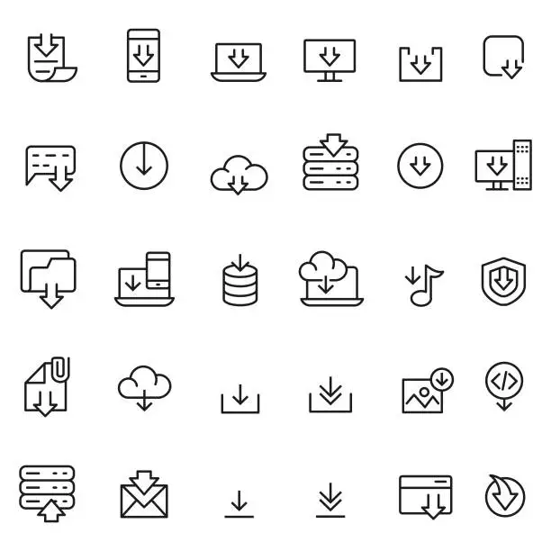 Vector illustration of Download icon set