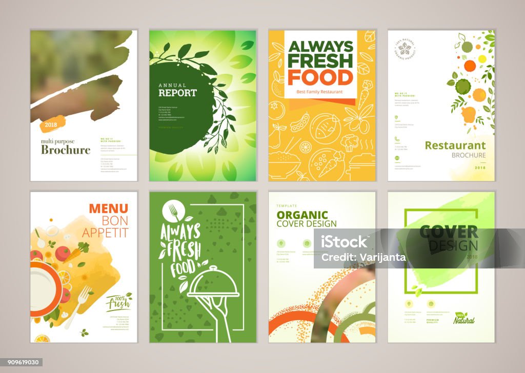 Ensemble de menu restaurant, brochure, modèles de conception de flyer au format A4 - clipart vectoriel de Aliment libre de droits