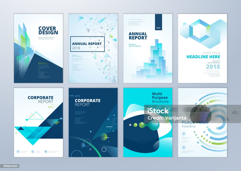 Set of brochure, annual report, flyer design templates in A4 size Vector illustrations for business presentation, business paper, corporate document cover and layout template designs. Magazine Cover stock vector
