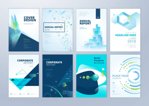 Set of brochure, annual report, flyer design templates in A4 size Vector illustrations for business presentation, business paper, corporate document cover and layout template designs. bank financial building drawings stock illustrations