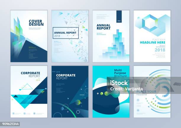 Set Of Brochure Annual Report Flyer Design Templates In A4 Size Stock Illustration - Download Image Now