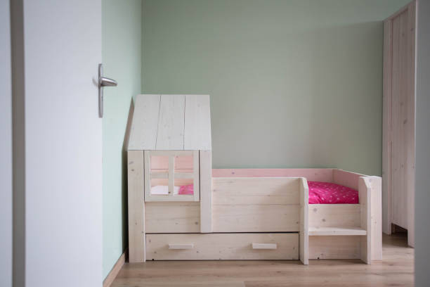 Child room modern design with green wall