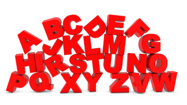 istock 3d render Colorful letters falling to the ground 909628316