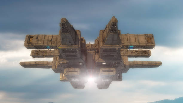 istock 3D rendering. Futuristic alien Spaceship 909629294