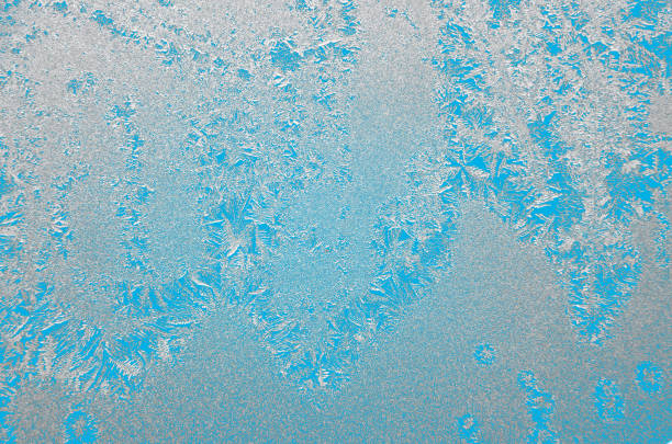 istock Icy frosty pattern on a window.Christmas background.Rime texture. 909629338