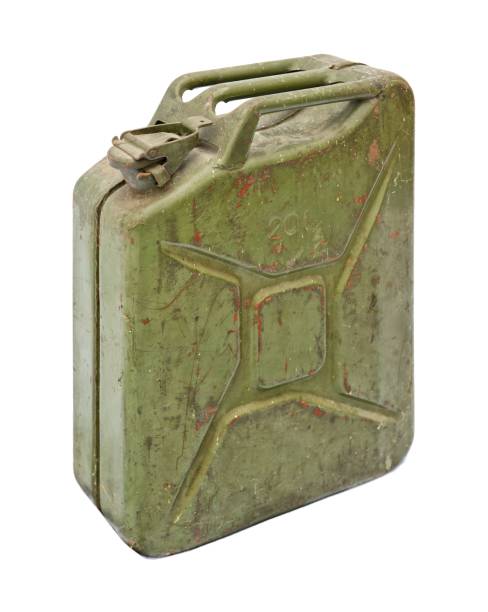 istock Old jerry can isolated on white background. 909634904