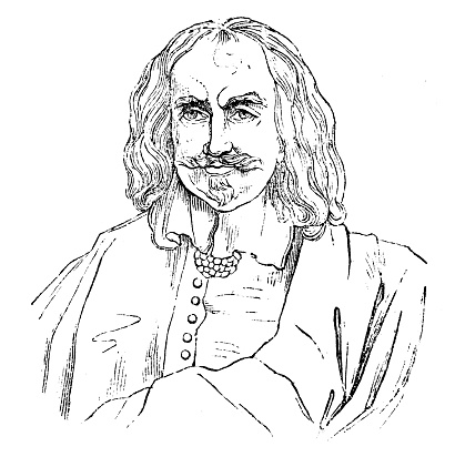 Antique illustration: Portrait of Thomas Hobbes