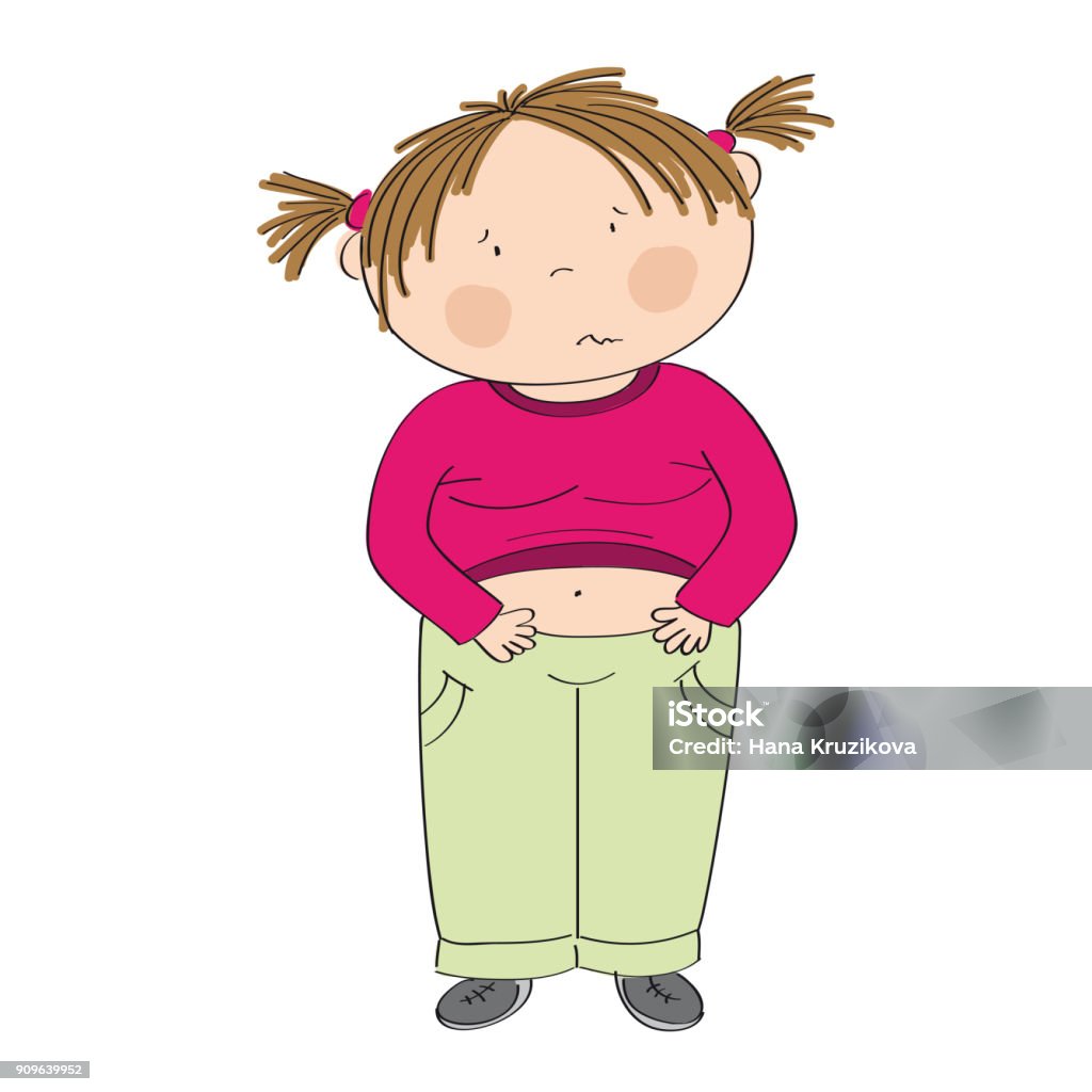 Cô Bé Mập Mạp Không Hạnh Phúc Đứng Và Trông Ốm Yếu Thất Bại Trong ...