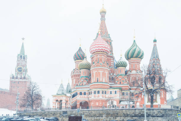 istock St. Basil`s Cathedral on the Red Square in winter, Moscow 909640116