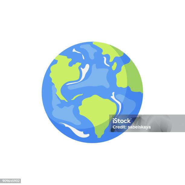 Vector Cartoon Flat Globe Illustration Isolated Stock Illustration - Download Image Now - Globe - Navigational Equipment, Planet Earth, Planet - Space