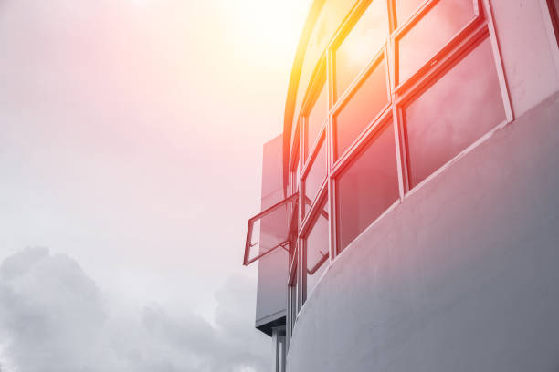 aluminium push window office building or house outdoor view