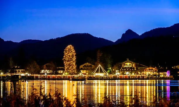 christmas market at the tegernsee lake in germany