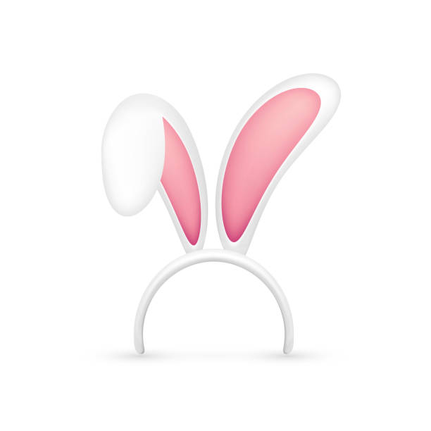 istock Easter Bunny Ears. Pink and White Mask with Rabbit Ear. Spring Seasonal Cute Hat. April, March Holidays 909660566