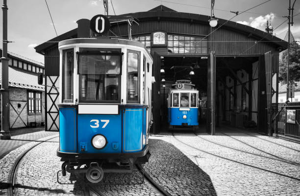 istock Old tram in Europe 909660758