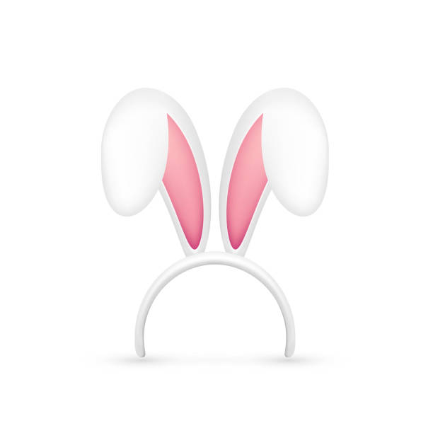 istock Easter Bunny Ears. Pink and White Mask with Rabbit Ear. Spring Seasonal Cute Hat. April, March Holidays 909661224