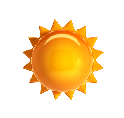 Sun. Weather Icon. 3d Rendering isolated on White Background.