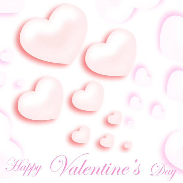 Happ Valentine´s Day Card with rose hearts on on white background with text happ stock illustrations