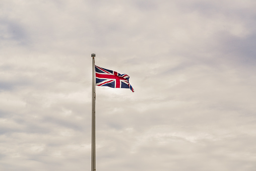 British flag waves in the wind