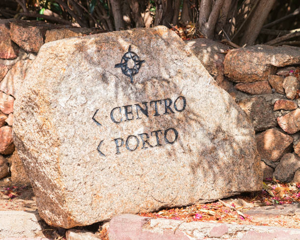 istock Road indicator on stone in Porto Cervo Sardinia 909679936