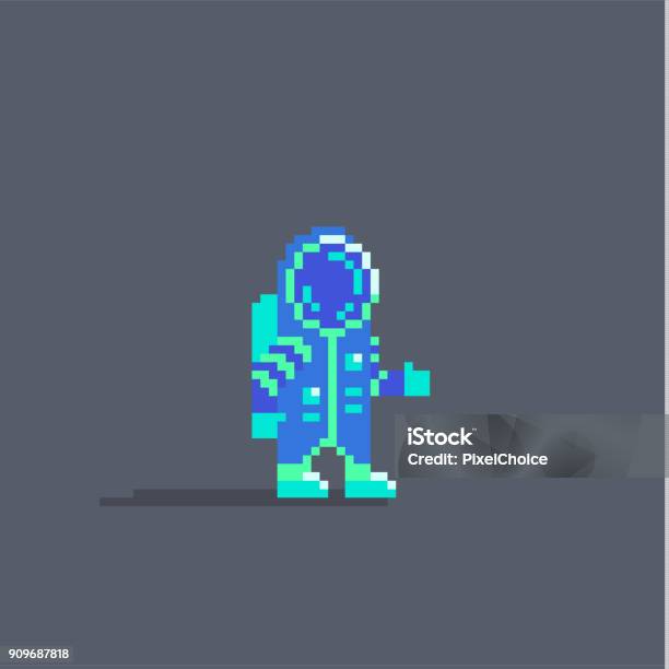 Pixel Art Cute Astronaut Personage Stock Illustration - Download Image Now - Outer Space, Pixelated, Bit - Binary