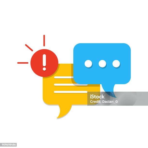 New Message Dialog Chat Speech Bubble Notification Flat Icon Vector Stock Illustration - Download Image Now
