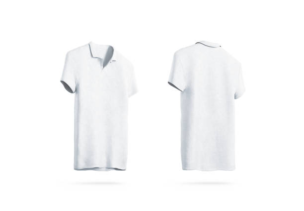 istock Blank white polo shirt mockup isolated, front back side view 909700624