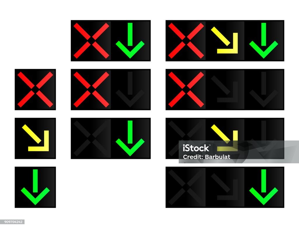 Lane Signal Lane Control Lights Stock Illustration - Download Image Now - Arrow ...