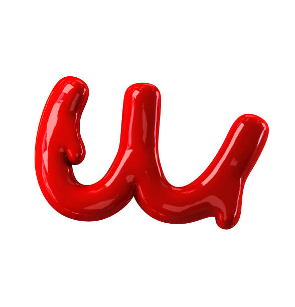 istock Handwritten Cursive Small letter U. Leaky red alphabet 909705374