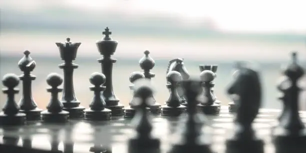 Pieces of chess game, image with shallow depth of field.