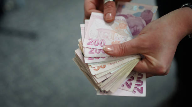 istock Turkish Lira Banknotes Counted by a Woman 909713752