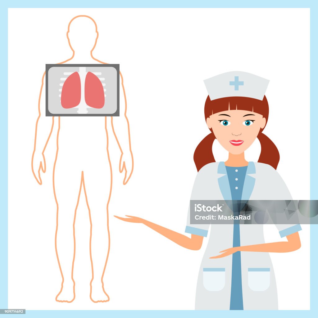 Nurse In Uniform Offers To Do Fluorography Of The Lungs Vector Stock  Illustration - Download Image Now - iStock