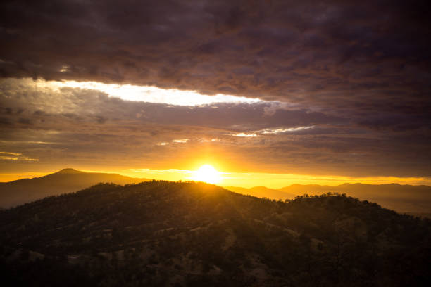 A dramatic sunset over Mountain Home, a remote area in the Santa Cruz Mountains, California. Part of a series.