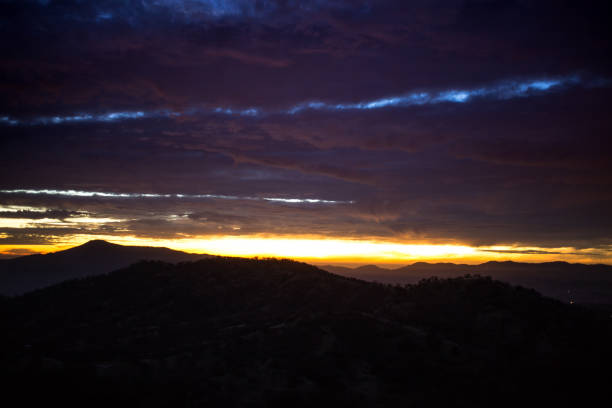 A dramatic sunset over Mountain Home, a remote area in the Santa Cruz Mountains, California. Part of a series.