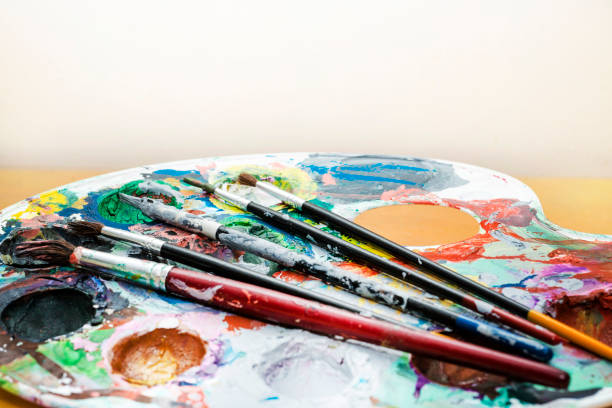 Watercolor brushs and palette