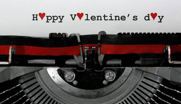 istock Text Happy Valentine s day written with the old typewriter 909722888