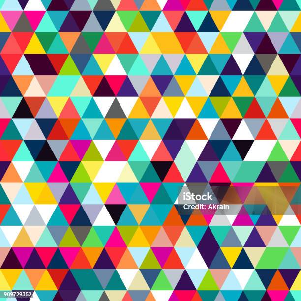 Abstract Seamless Pattern Of Triangles Mosaic Of Geometric Forms Stock Illustration - Download Image Now