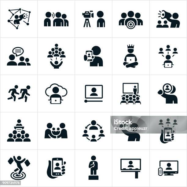 Influencer Marketing Icons Stock Illustration - Download Image Now - Icon Symbol, Influencer, Audience