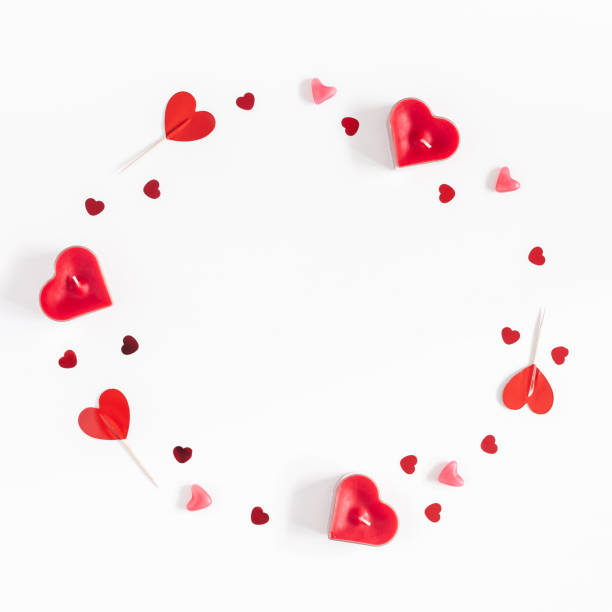 istock Valentines day background. Flat lay, top view, copy space, square 909738640