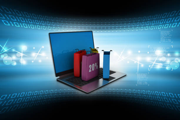 istock shopping bags and a laptop 909741996