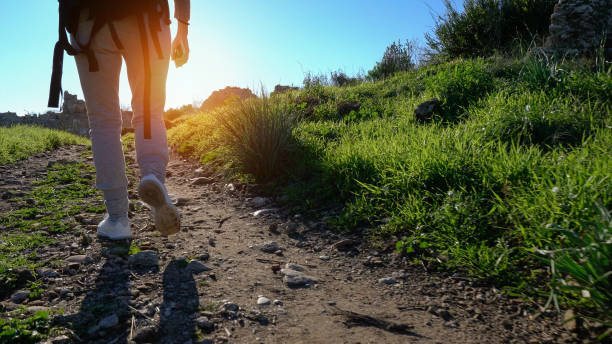 istock Young woman on holiday exploring nature on the ancient civilization. 909742814
