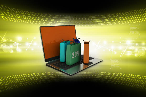 istock shopping bags and a laptop 909748758