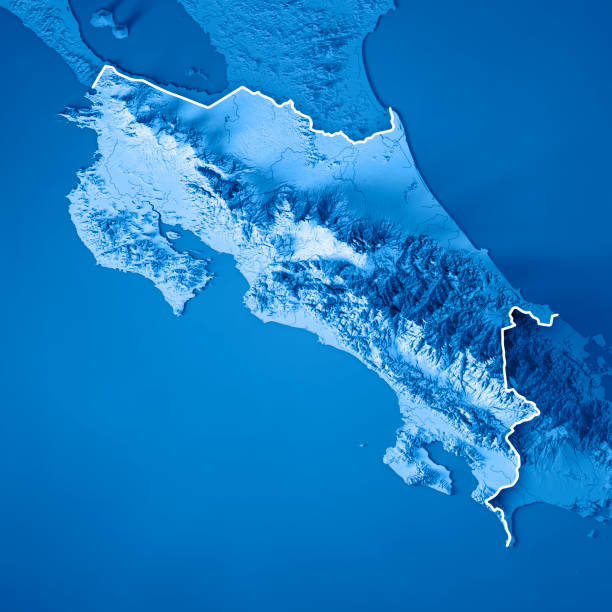 istock Costa Rica 3D Render Topographic Map Blue Border 909752808