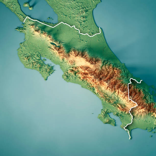 istock Costa Rica 3D Render Topographic Map Border 909754816