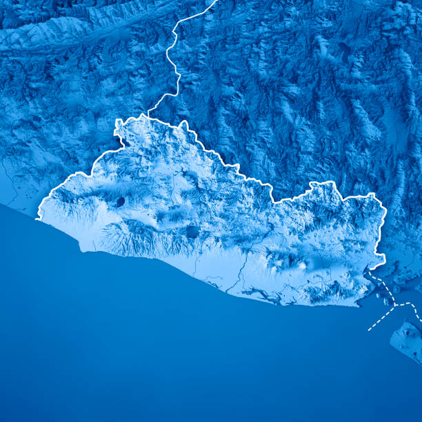 istock El Salvador 3D Render Topographic Map Blue Border 909755538